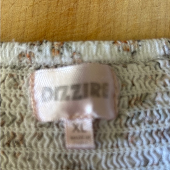 Smocked Peplum Blouse - White with Brown Floral - Picture 5 of 5